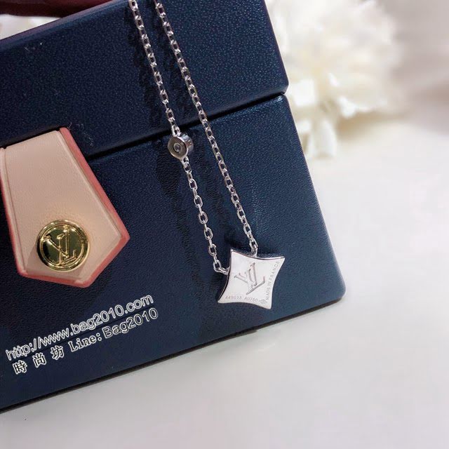 Louis Vuitton純銀飾品 路易威登限定天然黑灰貝項鏈 LV單花單鑽鎖骨鏈  zglv2244